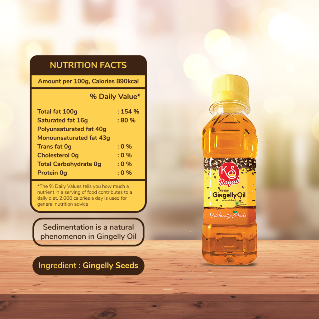 GINGELLY OIL / SESAME OIL BOTTLE 100ML KS Royal